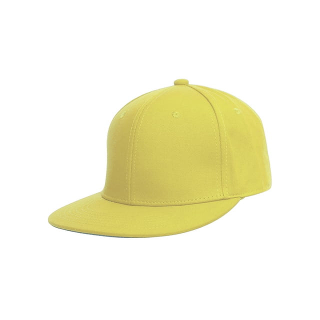 Top Headwear Plain Flat Bill Fitted Hat, Yellow 7 5/8