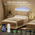 thumbnail image 2 of QinaQin Velvet Platform Bed Frame with Wingback Headboard, Storage Shelf and LED Lights, No Box Spring Required, 2 of 8