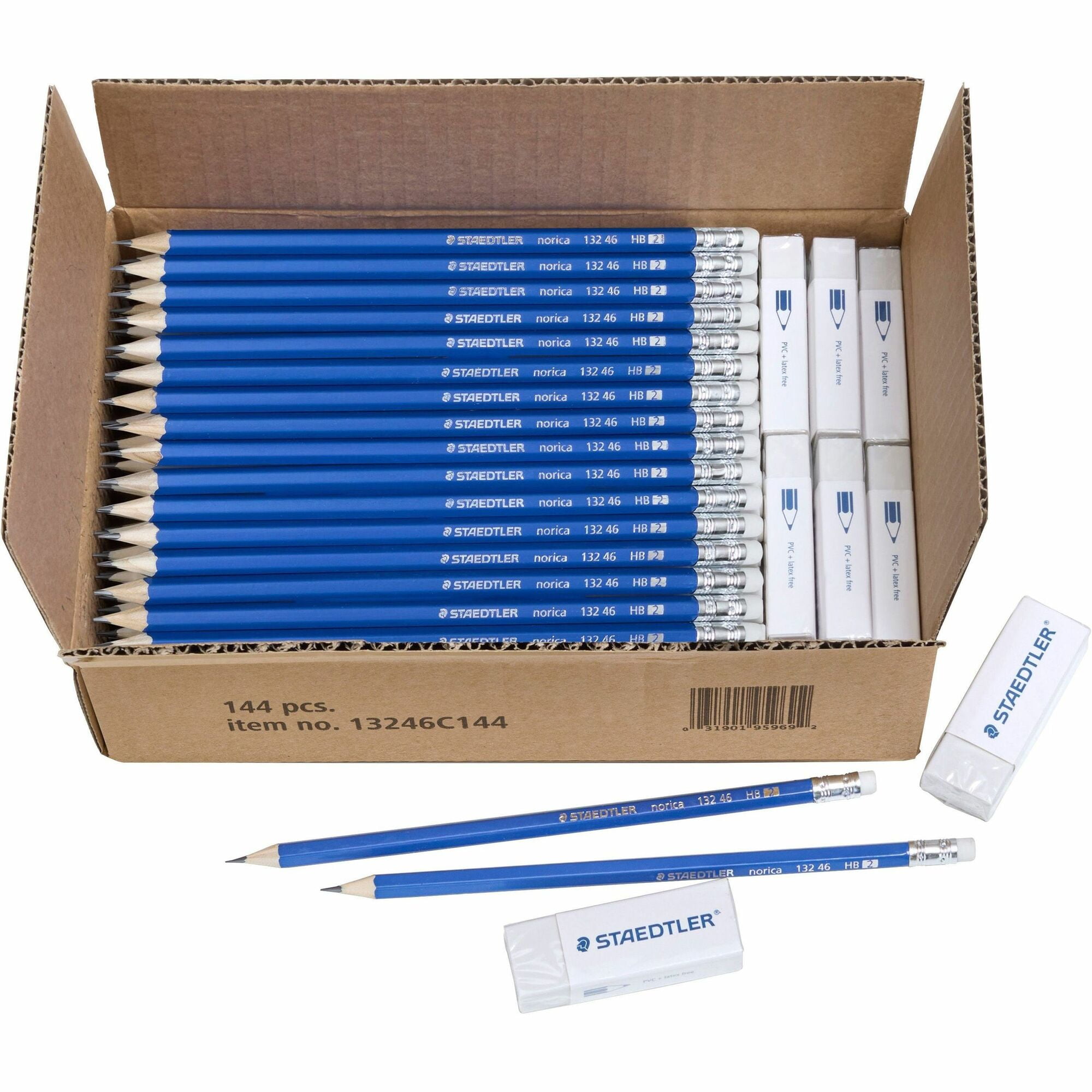 Staedtler Norica Class Pack of 144 Pre-Sharpened HB/#2 Pencils with Erasers, Wood Barrels