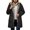 Black, variant on Women's Trench Coat for Everyday Wear with Long Sleeves and Velvet Elegant Warm Transition Outerwear Suitable for Work and Holidays Autumn Winter Jacket Women's Bomber Jacket Casual Coat