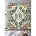 thumbnail image 3 of Sheer Curtains 108 Inches Long, Green Orange Beige Boho Light Filtering Window Curtains for Living Room, Retro Ethnic Tribal Abstract Art Rod Pocket Voile Sheer Curtain Drapes, 52"W x 108"L, 2 Panels, 3 of 8