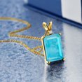 thumbnail image 2 of Gem Stone King 18K Yellow Gold Plated Silver Green Turquoise and White Moissanite Pendant Necklace for Women (5.02 Cttw, Gemstone Birthstone, Emerald Cut 14X10MM, with 18 inch Silver Chain), 2 of 4