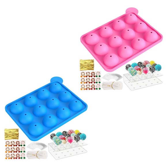 MesaSe 410Pcs Cake Pop Maker Kit Reusable DIY Cake Pop Kit 15-Hole Acrylic Lollipop Holder Treat Sticks Silicone Cake Pop Moulds for Baking