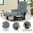 thumbnail image 6 of BizChair Contemporary Multi-Position Recliner with Horizontal Stitching and Ottoman with Swivel Mahogany Wood Base in Gray LeatherSoft, 6 of 12