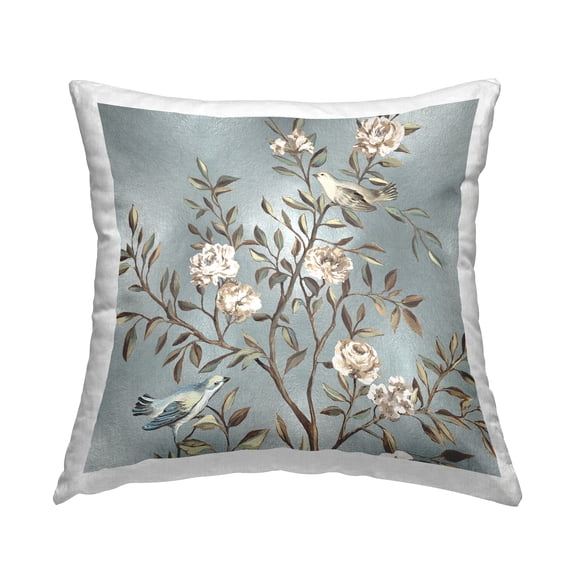 Stupell Industries Classic Birds Perched Nature Printed Throw Pillow Design by Reneé Campbell
