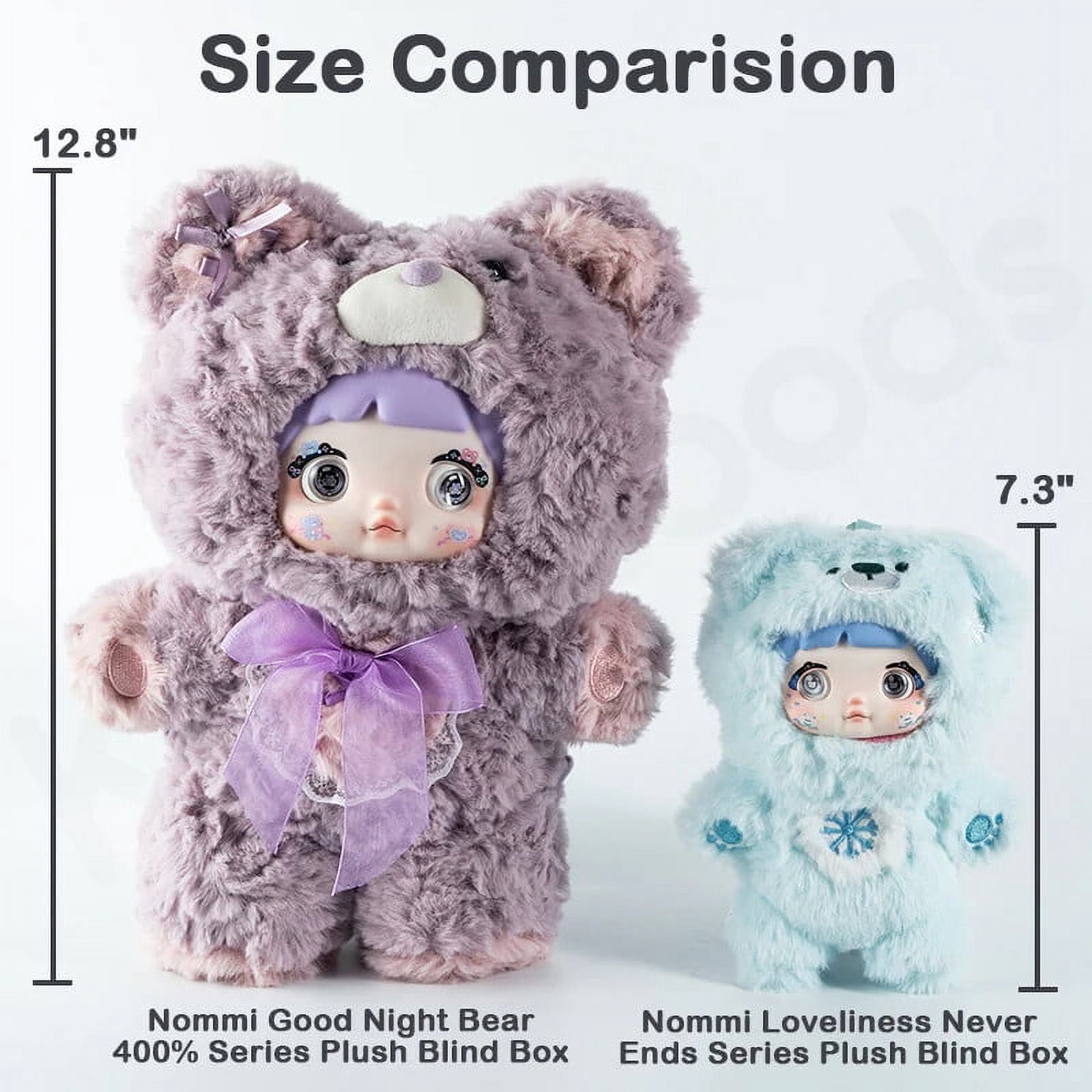 Nommi Good Night Bear 400% Series Blind Box, 13.8'' Plush Nommi Blind Box Figures, Random Design Mystery Box Action Figures, Cute Plush Doll Collectibles Toys Xmas Birthday Gifts for Girls