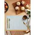 thumbnail image 5 of Blue Striped Placemats Set of 6, Blue White Stripes Farmhouse Placemats for Dining Table, Place Mats for Kitchen Tabletop, Waterproof Wipeable Dining Table Mats Set, 5 of 9