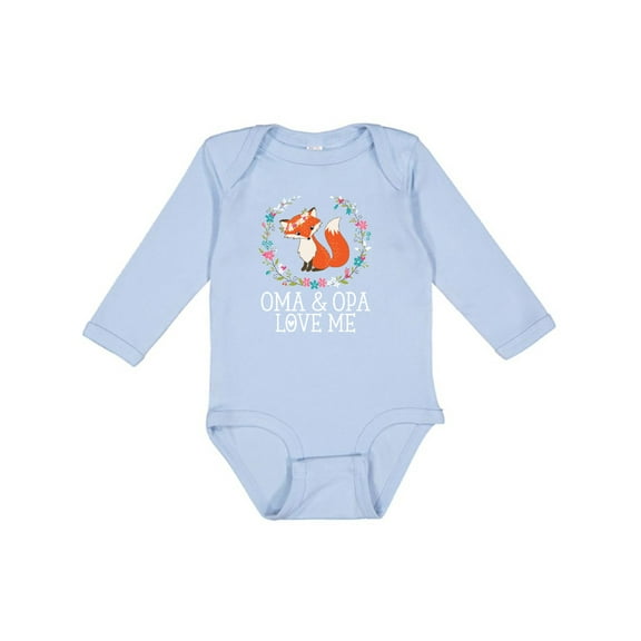 Inktastic Oma and Opa Love Me Girls Cute Fox Girls Long Sleeve Baby Bodysuit