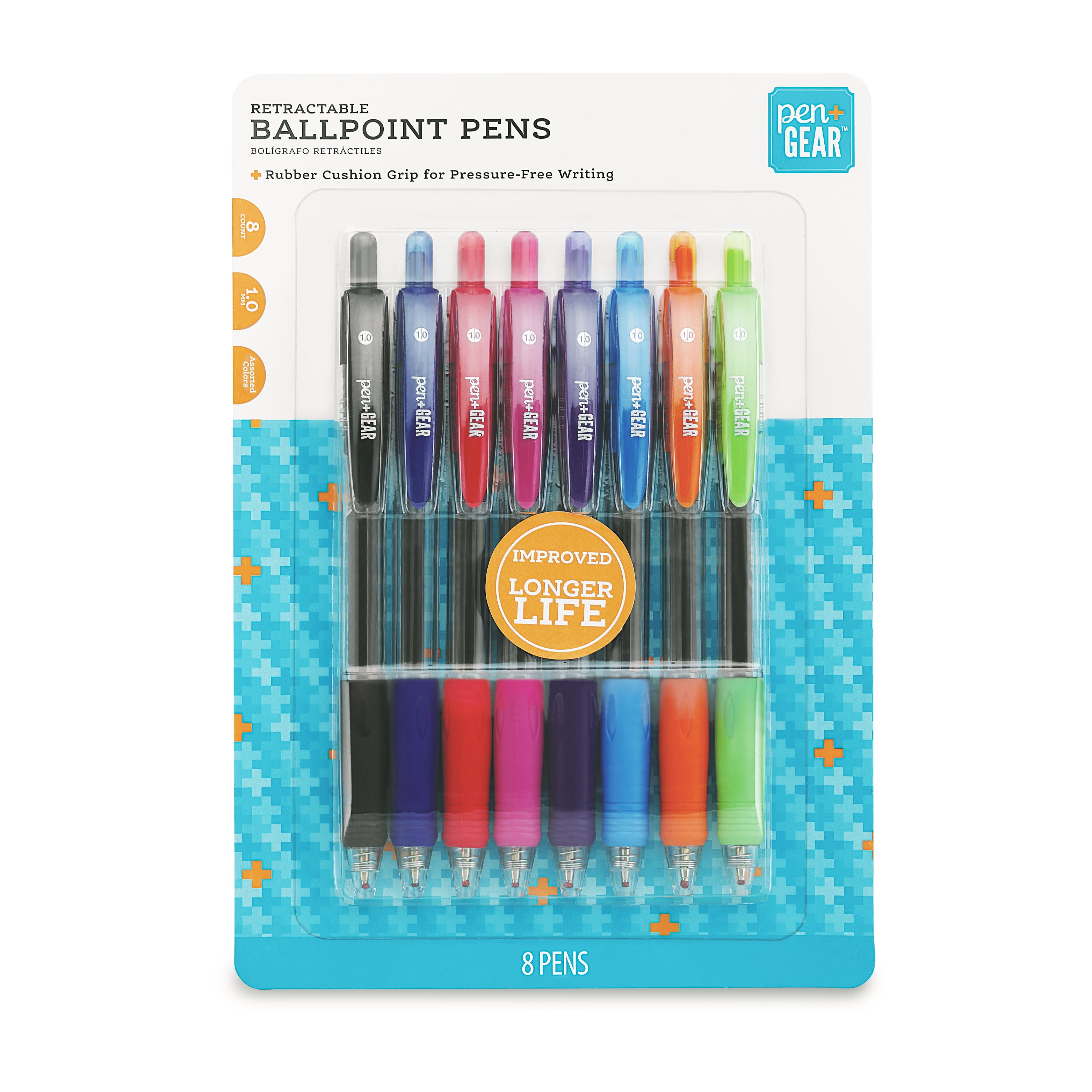 Pen+Gear Retractable Ballpoint 8pk Assorted - Walmart.com.