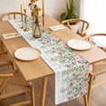 thumbnail image 3 of Colorful Flowers Table Runner - 108 Inch Long, Kitchen Dining Table Runner Dresser Scarves, Spring Floral Leaves Botanical Gray Plaid Farmhouse Decor for Coffee Tables Wedding Party Banquet, 3 of 8