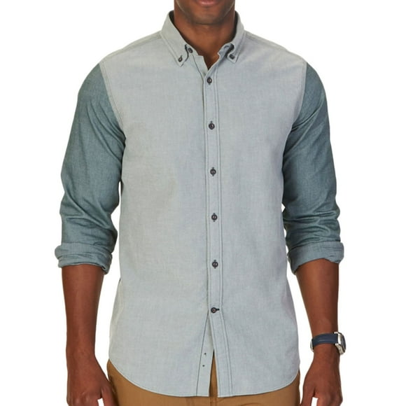 Nautica Camisa abotonada ajustada con bloques de colores para hombre, verde, extragrande