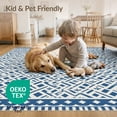 thumbnail image 4 of ODIKA 4'x6' Blue Denim Geometric Design Washable Area Rug Handwoven Indoor/Outdoor Pattern Accent for Dorm Room, Small Living Stain Resistant Low Profile, Easy Care, 4 of 7