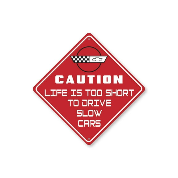 Caution Corvette Aluminum Metal Decor Sign - 12" x 12"