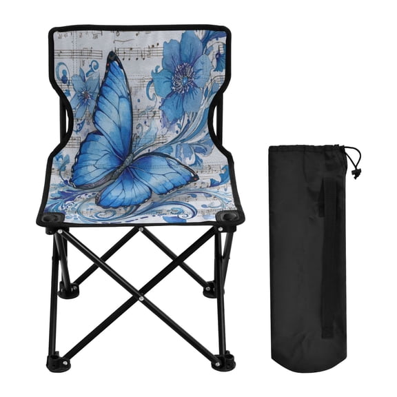 Folding Chair Camping Chair For Camping Picnicking Outdoor Beach and Travel Fantasy Butterfly on Sheet Music