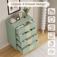 thumbnail image 2 of Commode Cannelée à 4 Tiroirs, Grand Commode Moderne en Bois avec Poignée en Métal, Commode pour Chambre, Salon, Couloir, Vert, 2 of 8