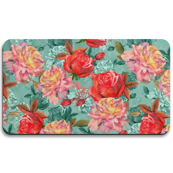 Coffee Maker Mat for Countertops, Dish Drying Kitchen 30*40cm; Espresso Machine Pot Mats Counter Ultra Absorbent and Non-Slip Flowers Pattern Pad