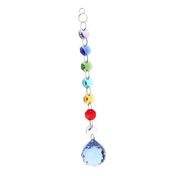 Móvil de ventana redondo con cuentas atrapasol de arcoíris, 14 estilos disponibles Azul 20cm