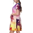 thumbnail image 2 of Balery Tropical Palm Tree at Sunset Vestidos sueltos de manga corta para mujer, vestidos de verano 2025, vestidos casuales de corte A con vuelo., 2 of 6