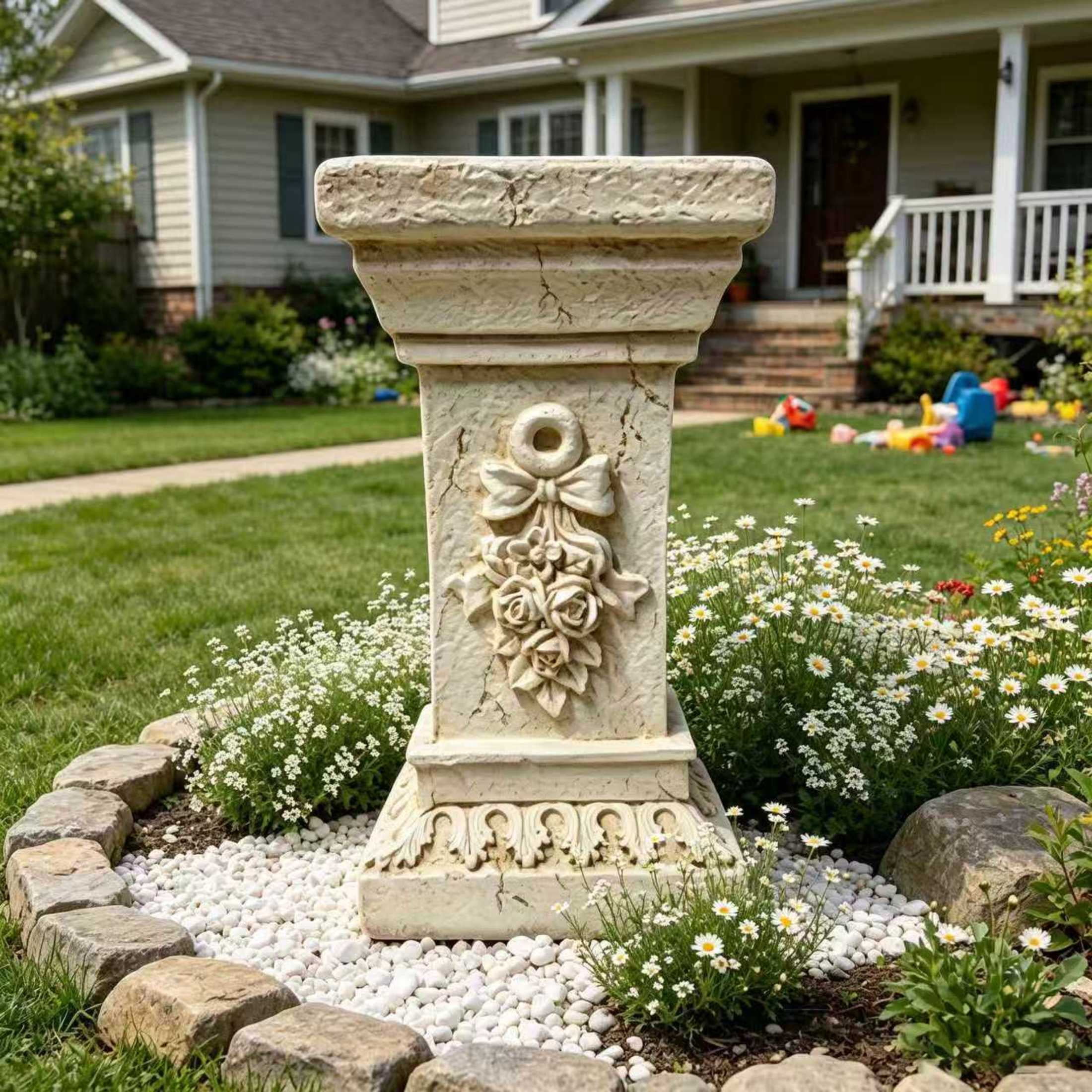 GDF Studio 11" Ancient Greek Style Carved Roman Column Pedestal, Garden Display Stand for Statues & Ornaments