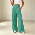 thumbnail image 4 of ClodeEU Women's High Waist Side Button Wide Leg Pants ,Casual Loose Palazzo Trousers with Pockets ,Women's Plus M, 4 of 5