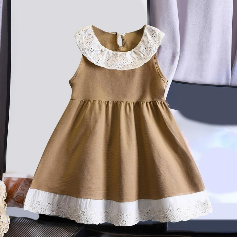 Spring Dresses Girls Toddler Girl Short Sleeve Collar Dresses Casual Spring Summer Easter Lace Smocked A-Line Sleeveless Sundress New Brown 7T - Walmart.com Spring Dresses Girls Toddler Girl Short Sleeve Collar Dresses Casual Spring Summer Easter Lace Smocked A-Line Sleeveless Sundress New Brown 7T - Walmart.com