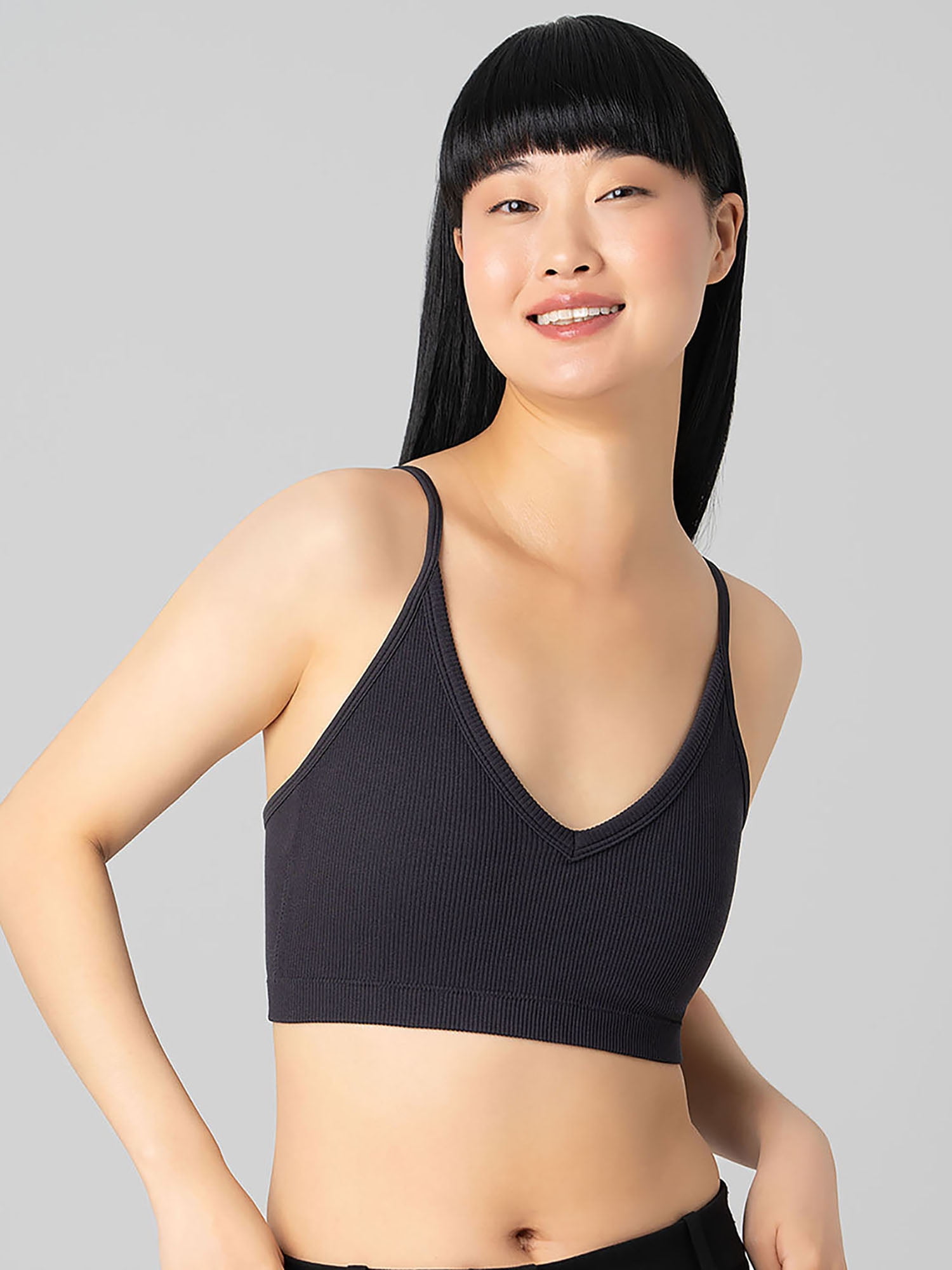 No Boundaries Women's Seamless Ribbed Triangle Bralette, Sizes XS-3XL