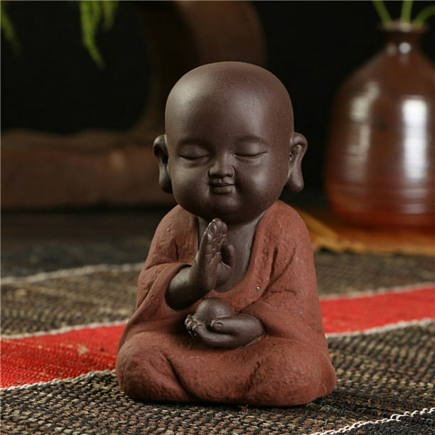 ClearanceBuddha Statues Small Monk Color Sand Ceramic Home Club