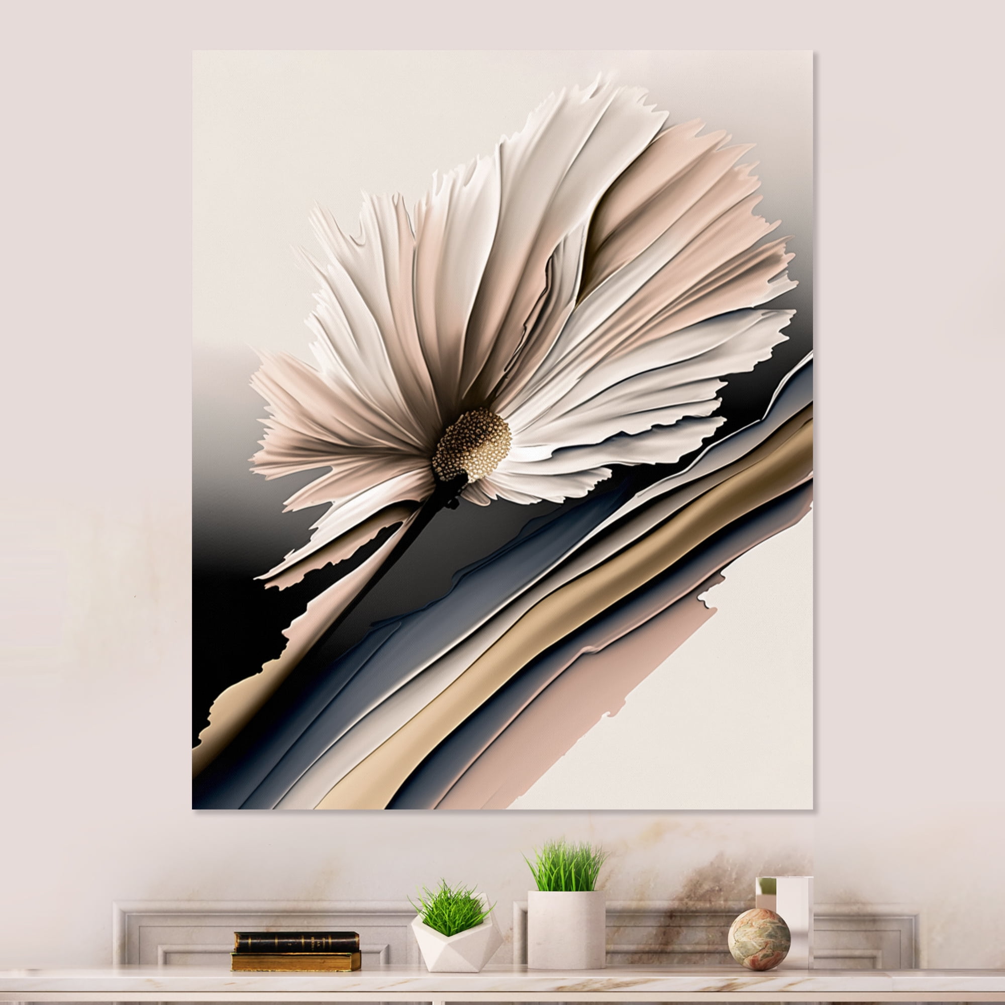 Designart Beige Gerber Flowers Hyperrealistic II Canvas Wall Art