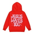 thumbnail image 4 of Ulanda Jesus Loves You Hoodies for Teen Girls Trendy Cute Christian Letter Print Sweatshirts Casual Tops with Pockets (Red, 12-13 Years), 4 of 4
