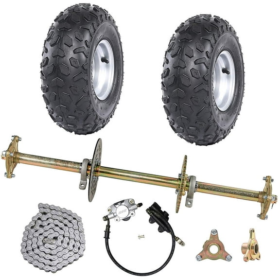 32" Go Kart Live Axle Kit with 145/70-6" Wheels Tires Rims & 428 41T Sprocket, Brake Assembly for Go Cart ATV Quad Drift Trike Golf Cart 4 Wheelers Tricycle
