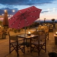 thumbnail image 2 of Outsunny 9ft Solar Patio Umbrella with LED Lights Tilt Canopy, Wine Red, 2 of 10