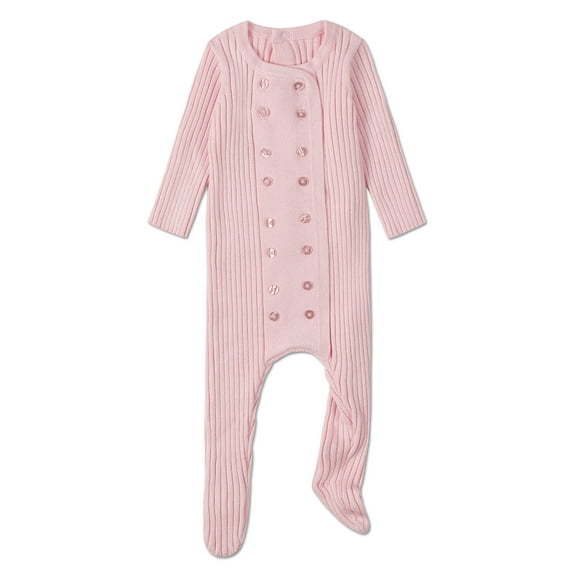 MiniMoi Baby and Toddler Sweater Rib Footie, 9 Months, Pink