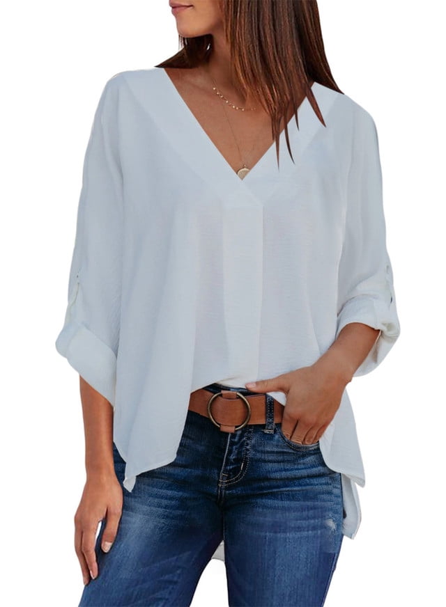 Stylish V-Neck Chiffon Shirt Elegant 