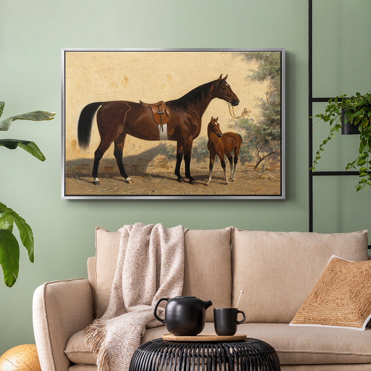 Vintage Animal Print-XLV By Wexford Home Framed in Silver Wood Gallery Wrapped Canvas 27 in. x 41 in.