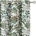 thumbnail image 2 of Vargottam Room Darkening Curtains - Tropical Lotus Pattern, Set of 2 Panels, 52" x 108" - Grommet-Top Blackout Window/Door Drapes for Bedroom, Nursery & Living Room - Green, 2 of 9