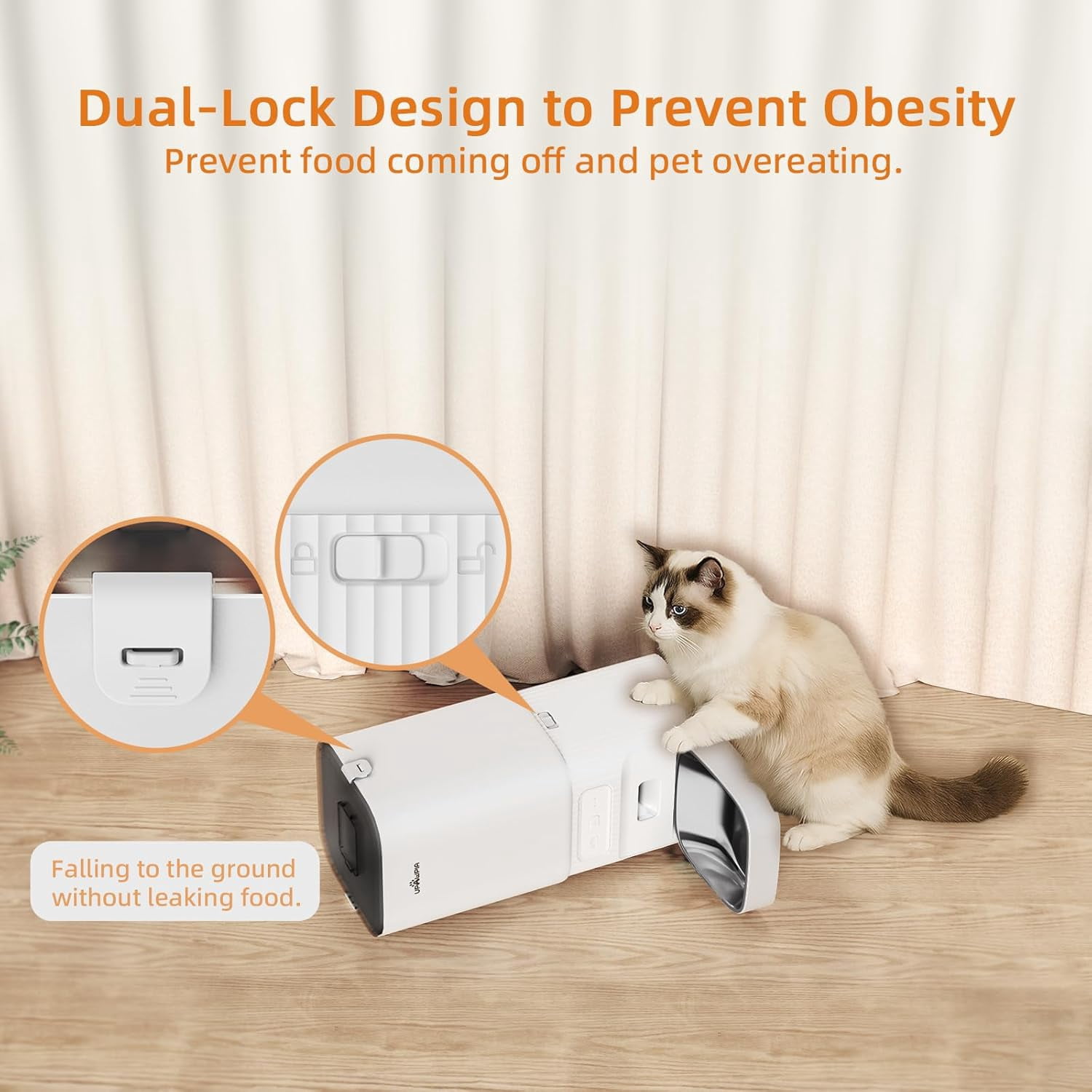 Automatic Cat Feeder 7L WiFi App Control Programmable Dog Food Dispenser with Voice Record and Anti-Clog Design