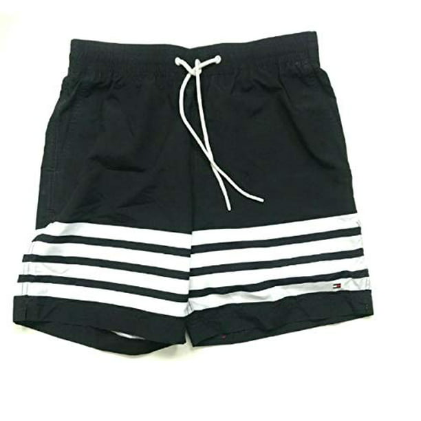 Hilfiger Swim Trunks Men's Black White Stripes Bathing Suit (L) - Walmart.com
