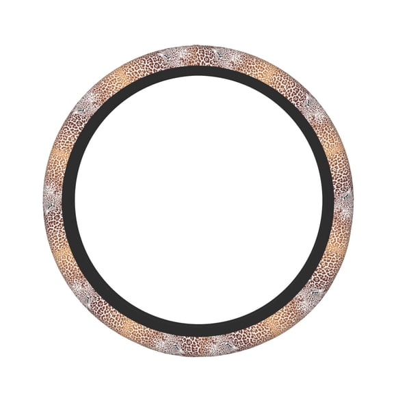 Picia Leopard Brown Car Steering Wheel Cover, Non-Slip, Breathable, Universal 15 inch