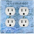 thumbnail image 1 of Metal Light Switch Plate Outlet Cover Blue Music Sheet Wallpaper Damask MUS002, 1 of 13