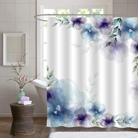 Abstract Botanical Shower Curtain Liner, Vintage Botanical Print Shower Curtain