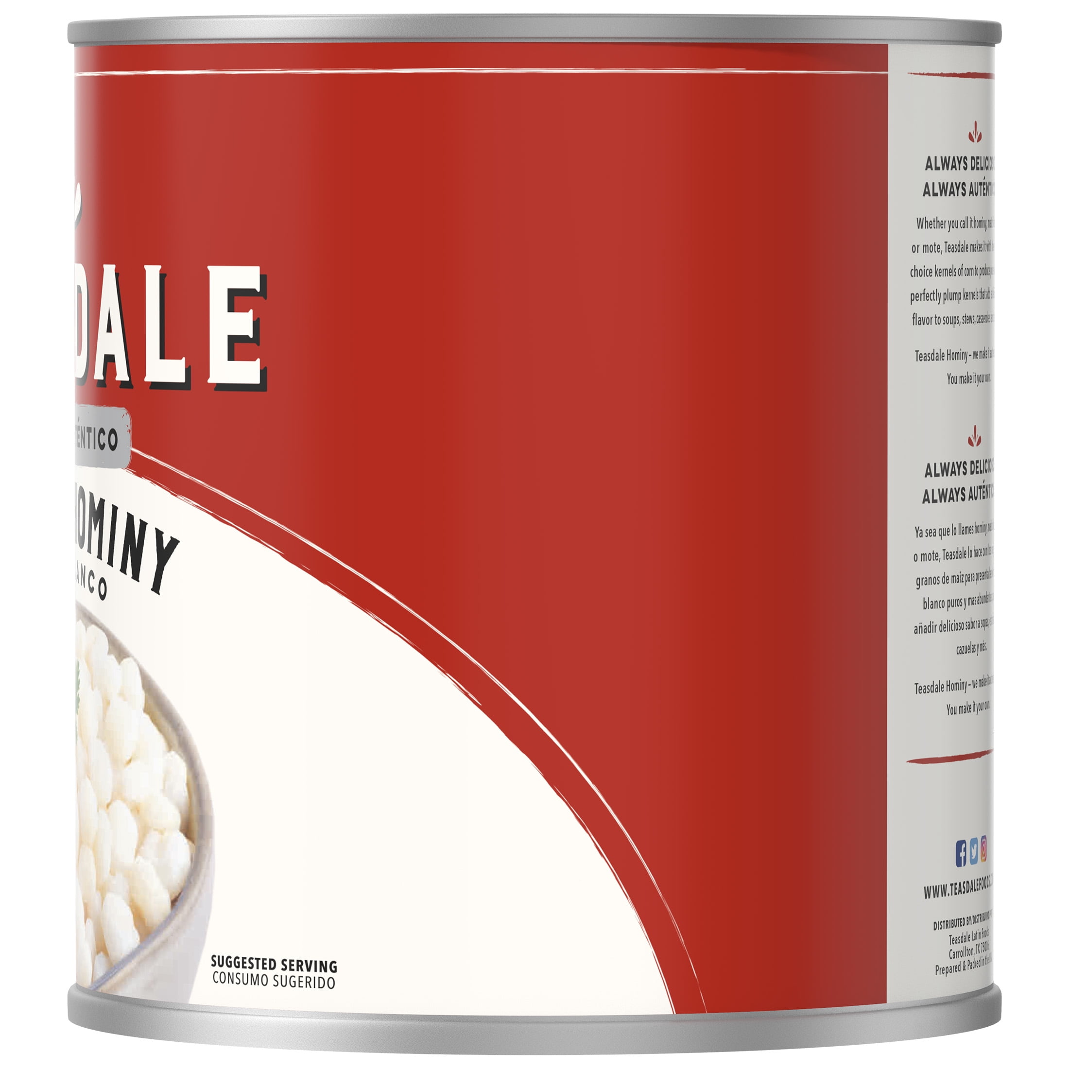 (4 pack) Teasdale Primera Calidad White Hominy, 108 oz