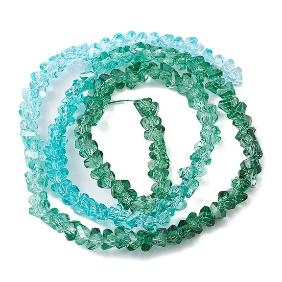 1Strand Transparent Baking Paint Glass Bead Strands Segmented Multi-color Beads Triangle Teal 4.5x4x3.5mm Hole: 1mm 134~137pcs/strand 13.27~13.39''(33.7~34cm)