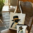 thumbnail image 2 of JEUXUS 2 Pcs Canvas Tote Bags Cute Aesthetic Tote Bags with Zipper Shoulder Bag Easily Distracted Cute Penguin Lovers White, 2 of 7
