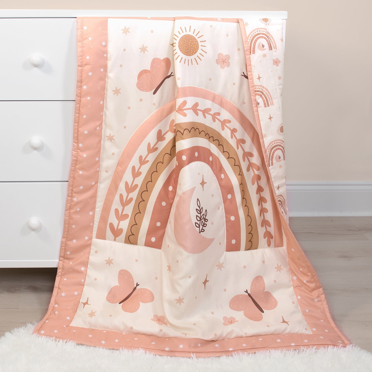 The Peanutshell Crib Bedding, Under the Stars Baby Crib Bedding Set & Stuffie Plush Toy, 4-Piece Set