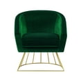 thumbnail image 3 of Hans Green/Gold Velvet Accent Chair - Metal Base, Barrel Back, 3 of 9