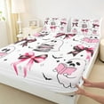 thumbnail image 3 of Castle Fairy Children Cartoon Ghost 4 Pieces Queen Sheet Sets,Kawaii Bowknot Ultra Soft Flat Sheet,Happy Halloween Queen Fitted Sheet,Microfiber Bedroom Decor, 3 of 7