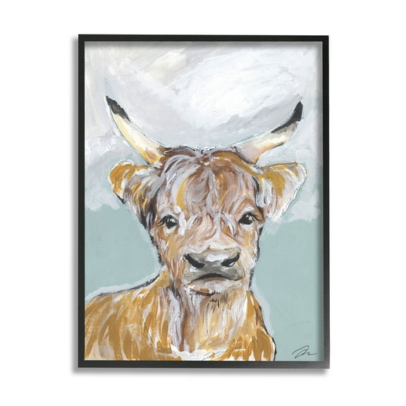 Stupell Industries Rural Farm Cattle Brushed Painting Painting Black Framed Art Print Wall Art, Design by Jessica Mingo