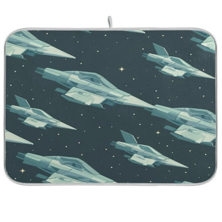 

Kitchen Drying Mat 18x24In Drying Dish Mat Dish Drying Mats Kitchen Countertop Multi-Function Drain Drying Mat Kitchen Table Green Spaceship