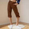 thumbnail image 2 of Stamzod Women's Capri Pants Summer High Waist Straight Cropped Pants Casual Loose Plus Size Capris for Women with Pocket Coffee XL, 2 of 4