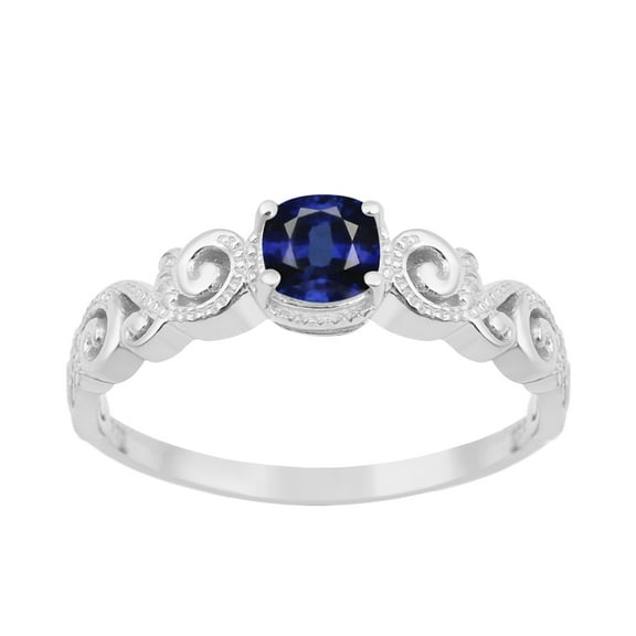 925 Sterling Silver Blue Sapphire Cushion 6mm Women's Solstic Valentines Day Gifts Ring, 0.75 Ct